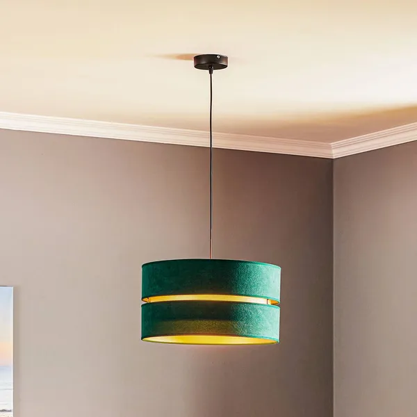 Lámpara colgante Euluna Duo verde/dorado Ø40cm 1 luz