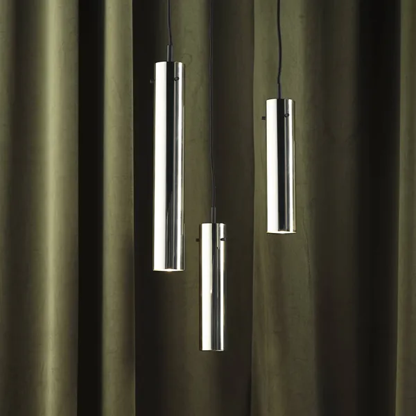 Lámpara colgante FRANDSEN FM2014, acero brillante, altura 36 cm