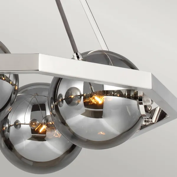 FEISS Colgante Harper, pantallas vidrio humo 5 luces
