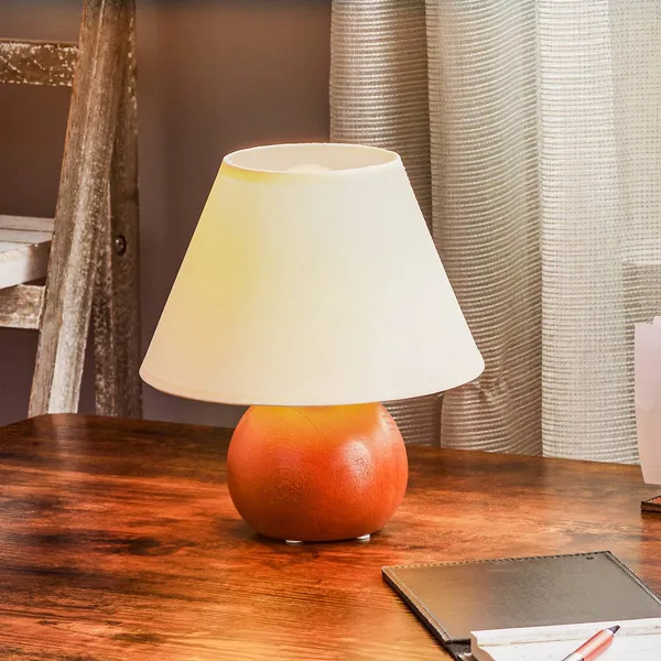 Lamkur Lámpara de mesa Gill, haya teñida/blanca, altura 24 cm, E27
