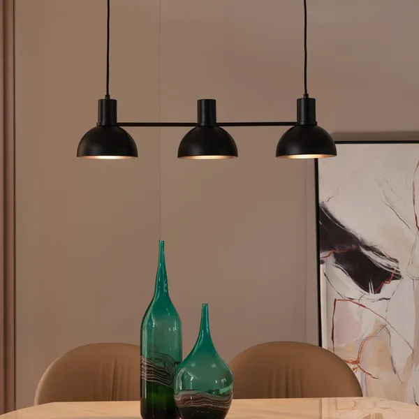 Lucande Lámpara colgante Mostrid, negra, 3 luces