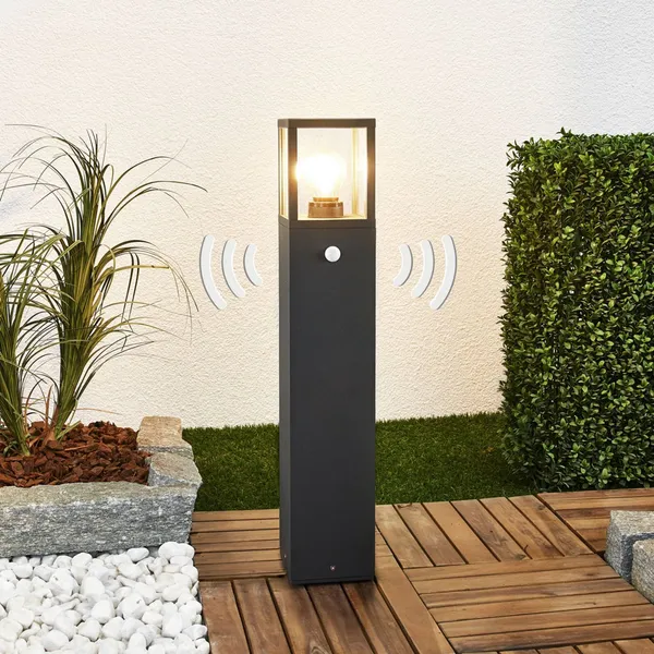 Lucande Bolardo luminoso Klemens, 65 cm, sensor, antracita, E27