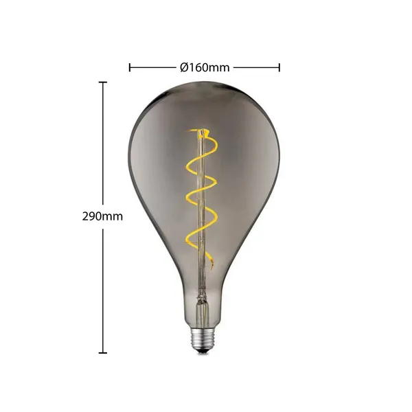Bombilla LED Lucande E27 A160 4 W 1.800 K atenuable, color ahumado