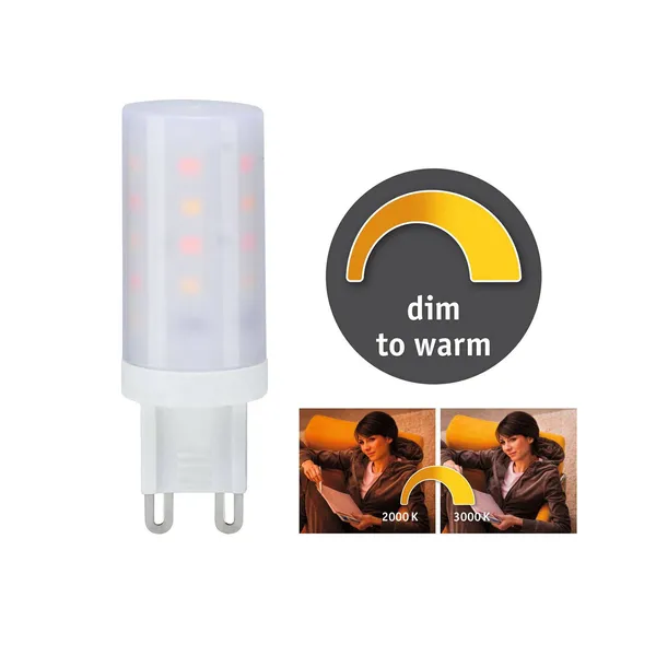 Paulmann LED bi-pin G9 4W 3.000K dim-to-warm