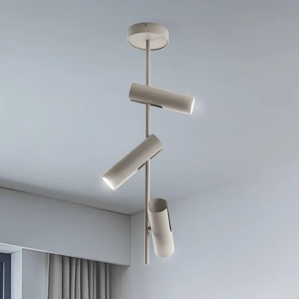 SIGMA Downlight Leda 3, taupe, 3 luces, acero, GU10, altura 76 cm