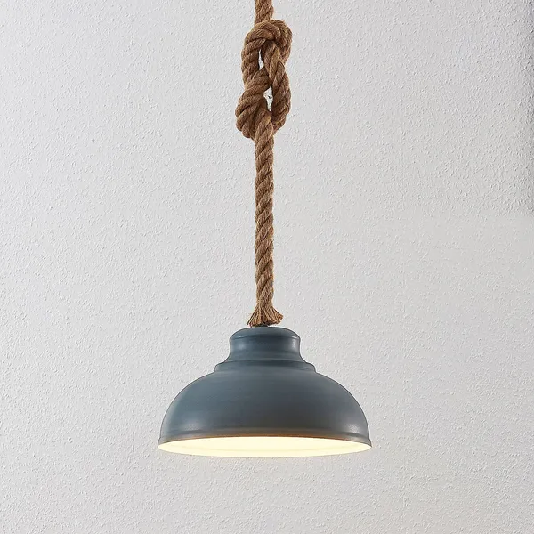 Lámpara colgante Lindby Chaby, Ø 29 cm, 1 luz, metal, cuerda