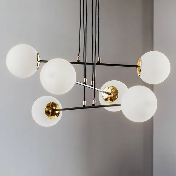EMIBIG LIGHTING Lámpara colgante Ognis 6, 6 luces, negro/dorado