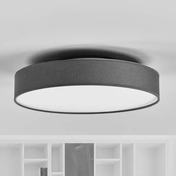 Lámpara LED de techo Saira de Lindby, Ø 40 cm, gris, textil