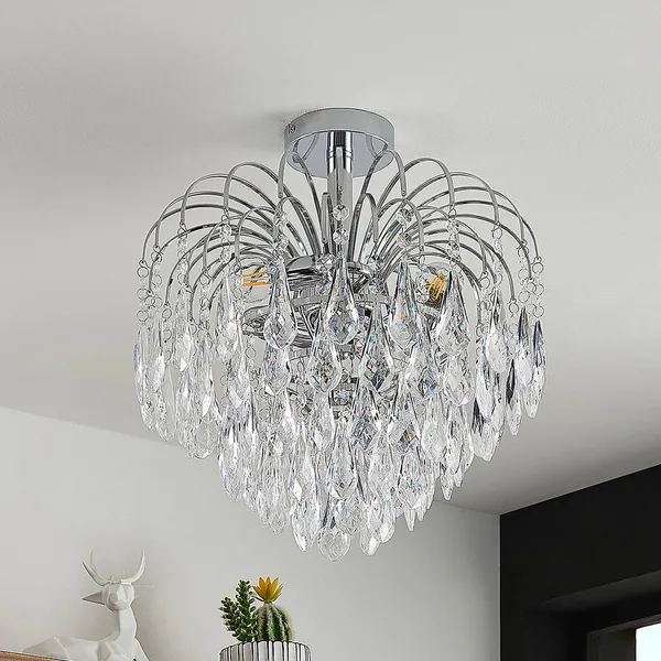 Plafón Silino de Lindby, gris, metal, Ø 40 cm, E14