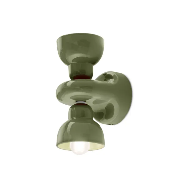 Ferroluce Aplique de pared Berimbau, verde salvia, 2 luces