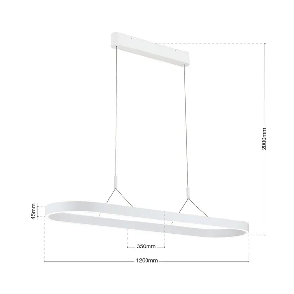 ORION Lámpara colgante LED de Carrara, blanca, regulable en altura, CCT