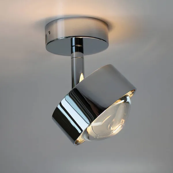 Top Light Puk Mini Lente foco LED transparente 1 luz cromada