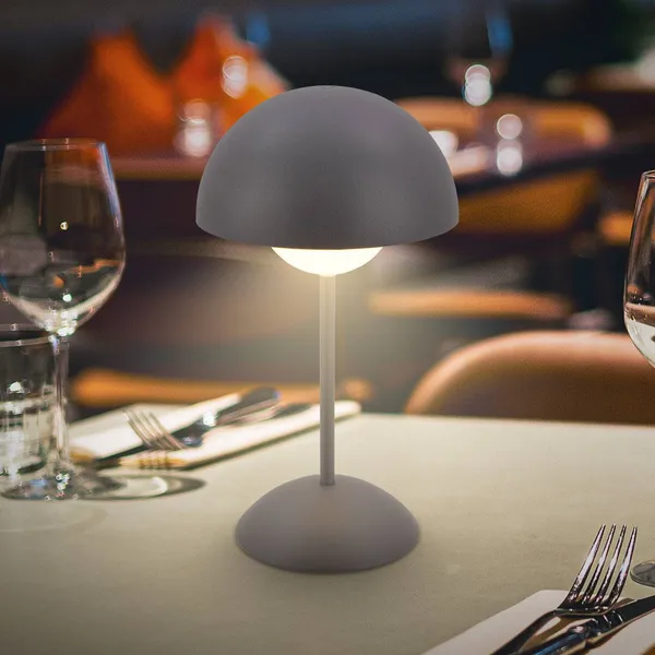 Briloner Lámpara de mesa LED recargable Kugle, antracita, metal, IP44, atenuable.