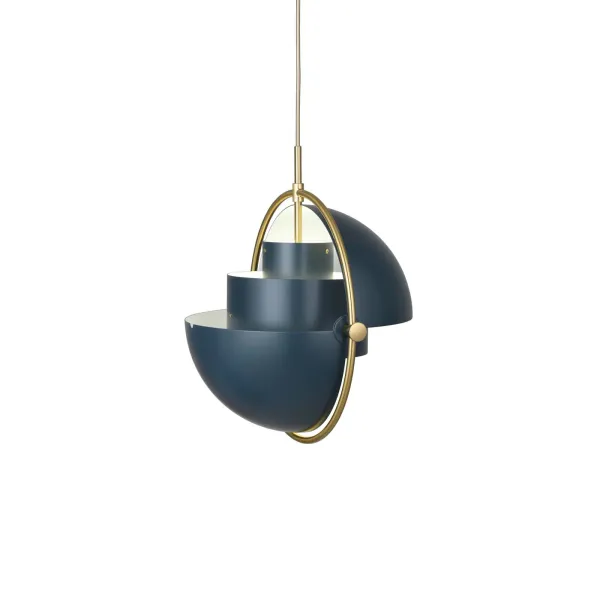 Lámpara colgante Gubi Lite, Ø 36 cm, latón/azul oscuro