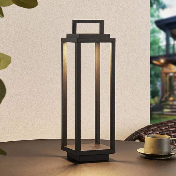 Lucande LED lámpara de exterior Mirina, negro, batería recargable,