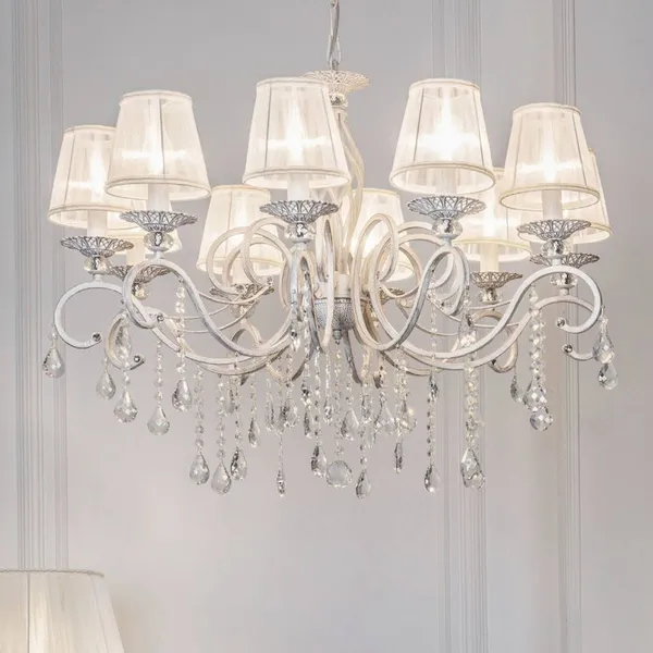 Maytoni Grace lámpara de araña, blanca, 10 luces, organza