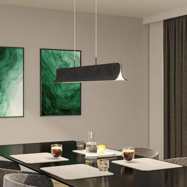 Paulmann Lámpara colgante LED Noyan, antracita, fieltro, atenuable en 3