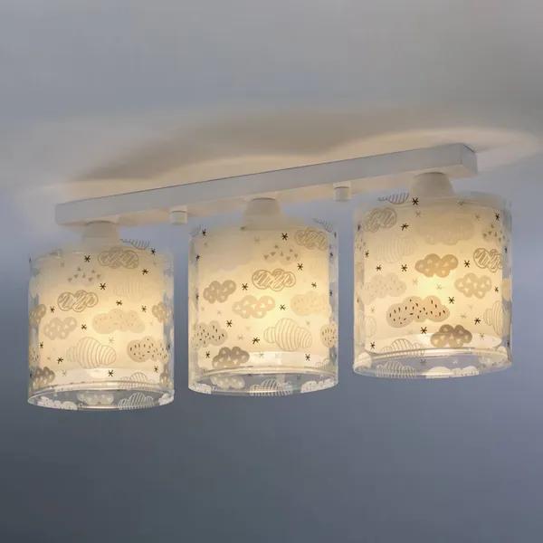 Dalber Cloud lámpara de techo para habitación infantil 3 luces gris