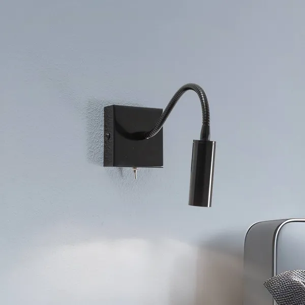 Argon Aplique de pared Ojos, negro, lámpara de lectura, ajustable, 33 cm, G9