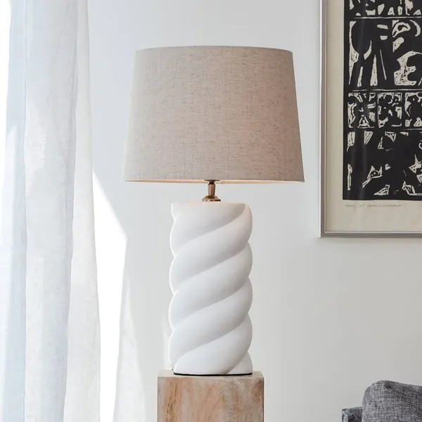 PR Home Spin de mesa Ø 35cm blanco/lino natural