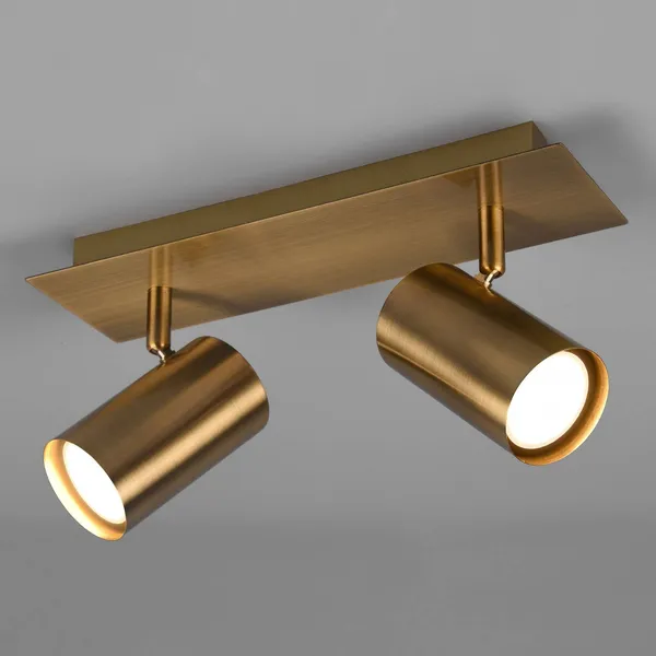 Trio Lighting Marley downlight de techo, latón envejecido, 2 luces