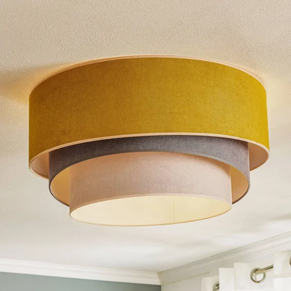Duolla Lámpara de techo Pastell Trio Ø 60 cm mostaza/gris/gris claro