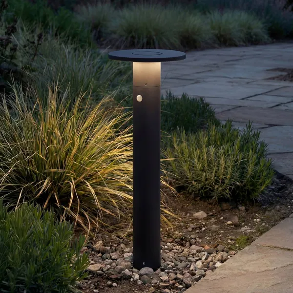Bolardo luminoso LED Arcchio Tovio, altura 81 cm, sensor, antracita