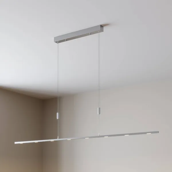 Lámpara colgante LED Arnik de Lucande, 180 cm, color níquel, atenuable