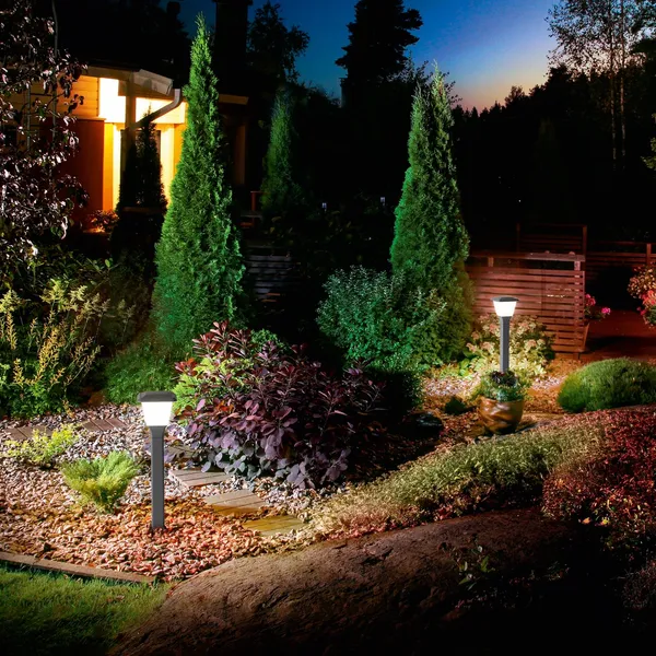 Fabas Luce Bolardo luminoso Lena, 60 cm, gris oscuro, metal, E27, IP65