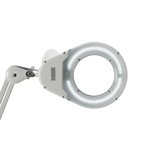 Lámpara con lupa LED MAULviso, blanca, 48 cm, metal