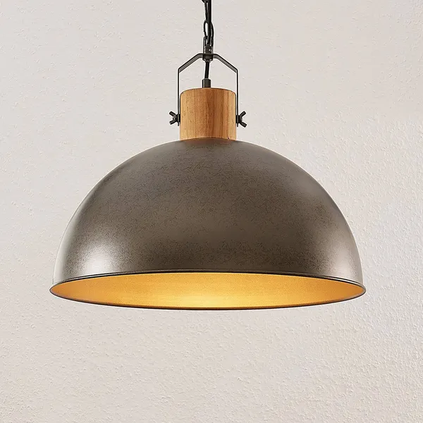 Lámpara colgante Lindby Holgar, verde, madera, metal, Ø 45 cm, E27