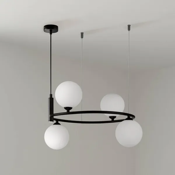 Maytoni lámpara colgante Ring, negro/blanco 4 luces cristal 44 x 39 cm