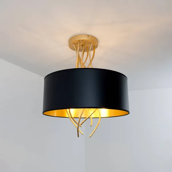 Holländer Plafón Elba Ø30cm 3 portalámparas negro/oro