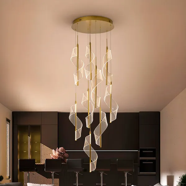 Schuller Valencia Lámpara colgante LED Velas de 9 luces, dorada, metal, plástico