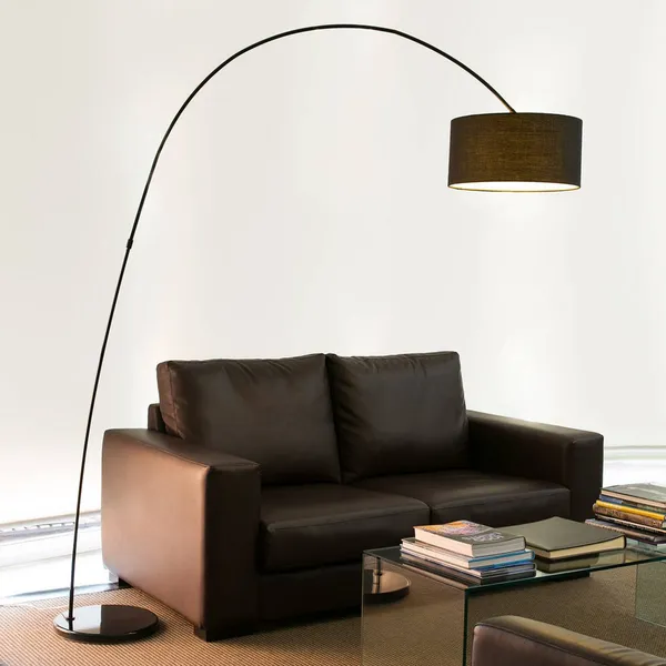 FARO BARCELONA Decorativa lámpara de arco PAPUA, negro