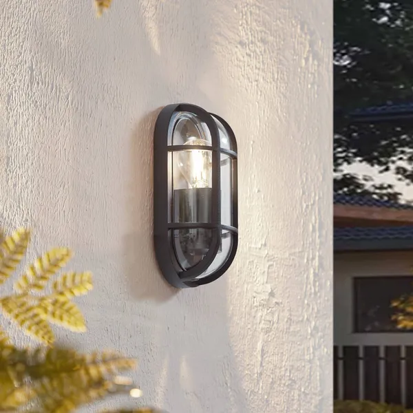 Aplique de exterior Lucande Serine, 27,1 cm, negro, aluminio