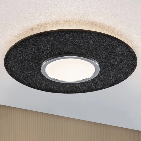 Paulmann Lámpara de techo LED Tulga, antracita, fieltro, atenuable en 3