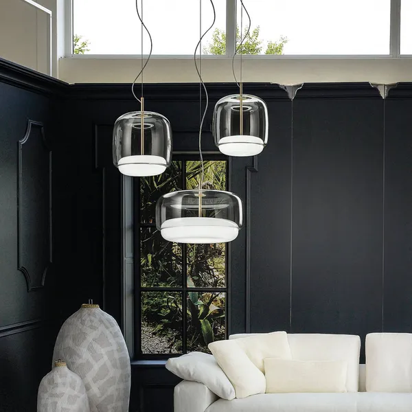 Vistosi Lámpara colgante LED Jube SP G vidrio claro/blanco