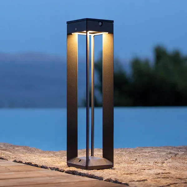 Les Jardins Lámpara LED solar Borne con sensor, 45 cm, gris