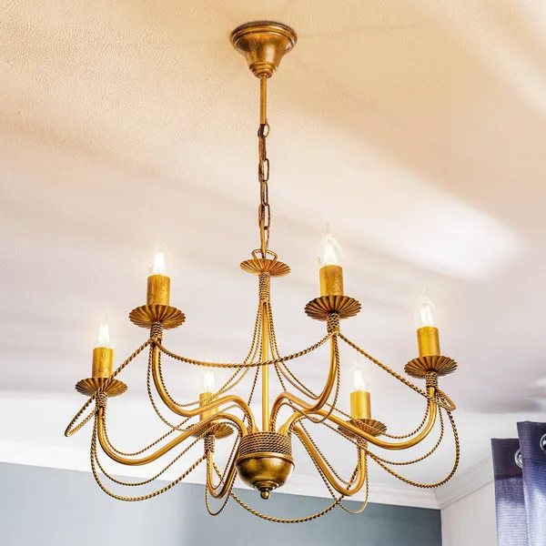 EMIBIG LIGHTING Lámpara de araña Tori 6, 6 luces, dorada