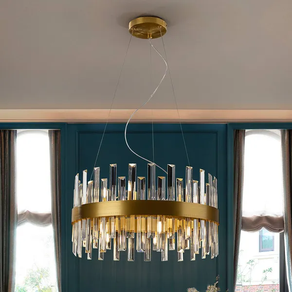 Schuller Valencia Lámpara colgante Grace, hierro, cristal, redonda, Ø 55 cm, 14 luces.