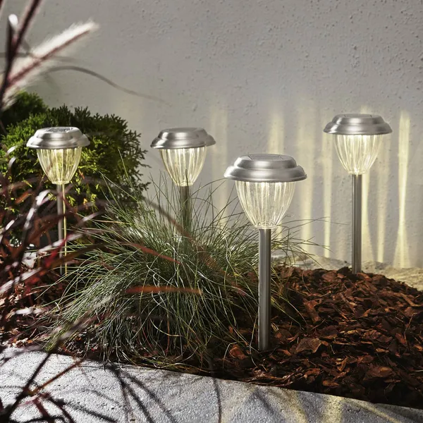STAR TRADING Baliza LED solar Palma set 4 ud