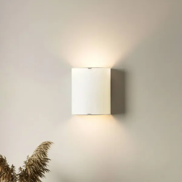 Aplique de pared Lindby Phil, blanco, cristal, altura 21cm
