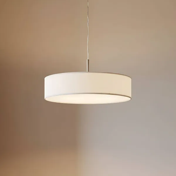 Lindby lámpara colgante Sebatin, Ø 50 cm, blanco, tela, E27