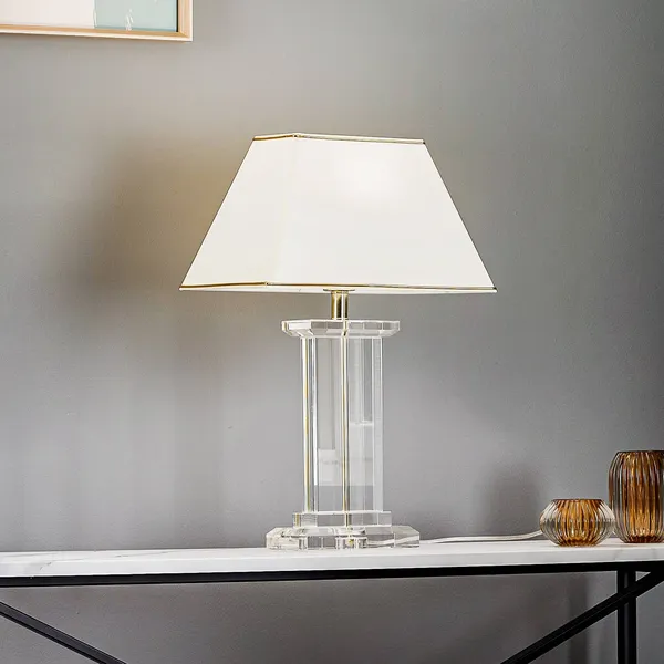 ORION Lámpara de mesa Veronique, pie ancho, crema/oro