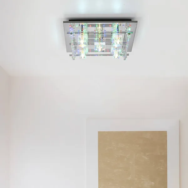 JUST LIGHT. GmbH plafón LED Kemal 2.0, cromada con RGB