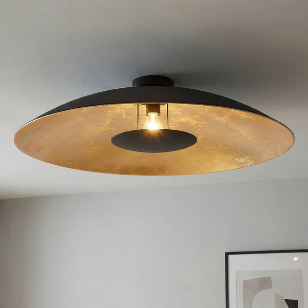 Lámpara de techo Lindby Narisara, Ø 80 cm, E27, negro-oro