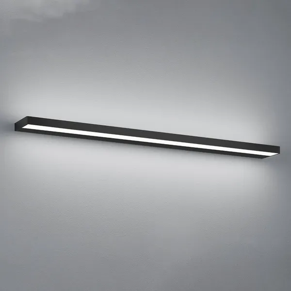 Aplique de pared LED Helestra Slat, negro mate 90 cm