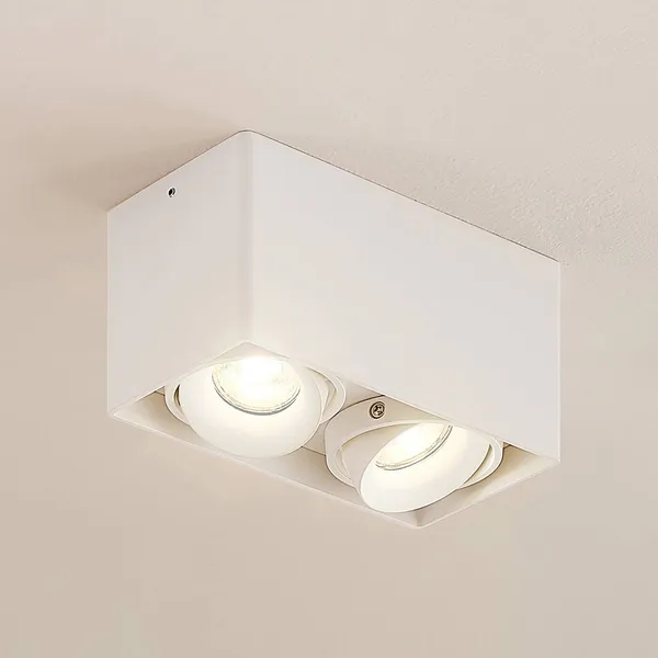 Downlight Kubika de Arcchio, 19 cm, blanco, 2 luces, metal