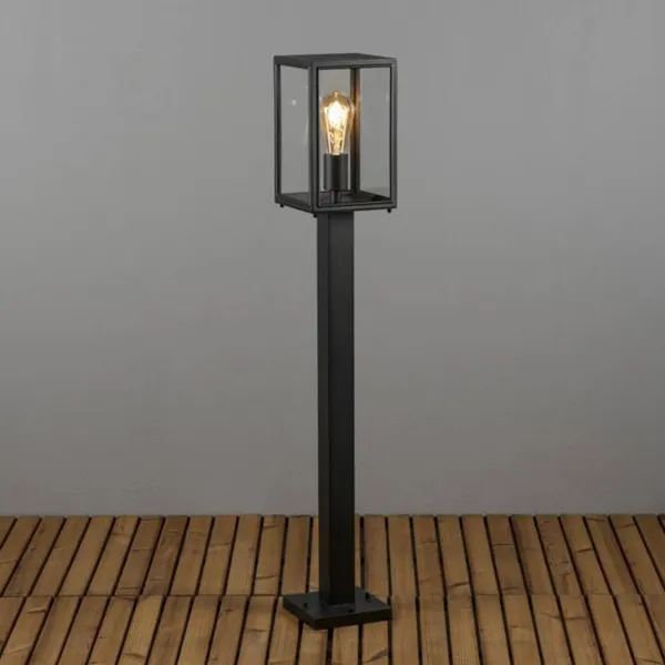 Konstsmide Bolardo luminoso Carpi, forma de farol, negro